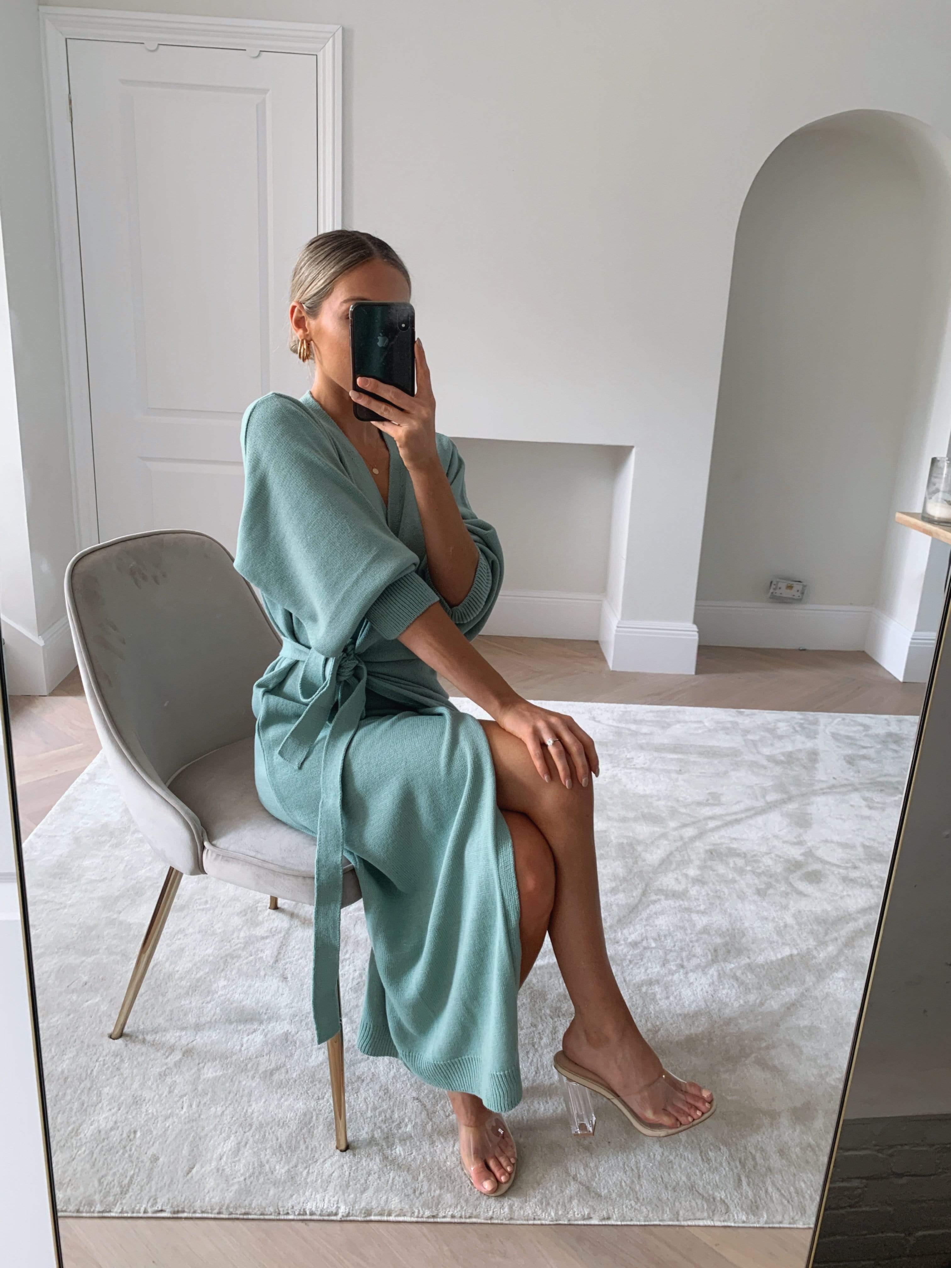 Beau Wrap Midi Dress - Light Green ...